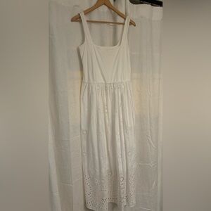 Boden White Sleeveless Dress with eyelet skirt